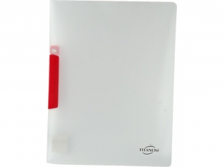 Skoroszyt PP Titanum A4 p�przezroczysty czerwony klip (SKPRE)