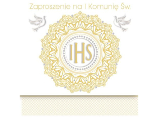 Zaproszenie POL-MAK 10szt. Komunia kwadrat ZKW 120x120 z kopert� ZKW_KOM_57190