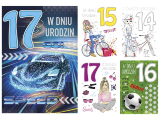 Laurka z cyframi na g�bkach exclusive B6GE 117x167 z kopert� POL-MAK Urodziny cyfra 15-17 mix B6GE_URML_693 [opakowanie=10szt]