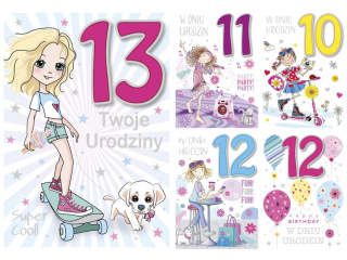 Laurka z cyframi na g�bkach exclusive B6GE 117x167 z kopert� POL-MAK Urodziny cyfra 10-13 mix B6GE_URML_709 [opakowanie=10szt]