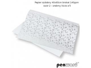 PAPIER OZDOBNY 40x60cm BROKAT 140gsm WZ�R 2 - SREBRNY LI�CIE