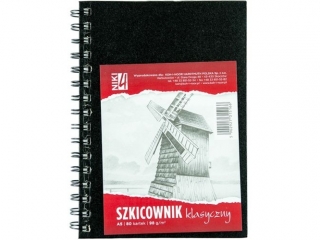 SZKICOWNIK A5 98G. 80 KARTEK SPIRALA PO D�UGIM BOKU