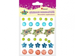 Naklejki 3D TITANUM 3D kryszta�ki + drewno Kwiaty mix