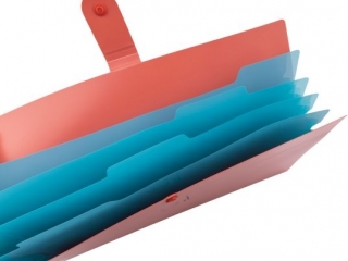 TECZKA PLASTIKOWA A4 Z 5 PRZEGR�DKAMI / CZERWONA