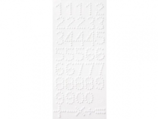 NAKLEJKI Z PERE�, LICZBY, 40 SZT. - BIA�E