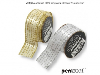 WST��KA OZDOBNA H079 SATYNOWA 38mm x 3Y SILVER/GOLD