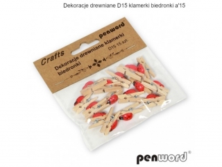 DEKORACJE DREWNIANE D15 KLAMERKI BIEDRONKI a15