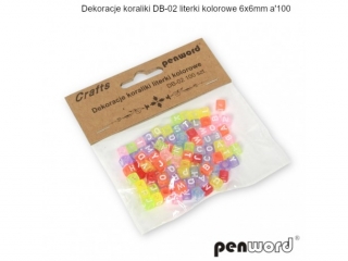 DEKORACJE KORALIKI DB-02 LITERKI KOLOROWE 6x6mm a100
