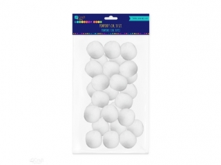 POMPONY POLIESTROWE 5 CM BIA�E, 30 SZT.