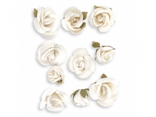 KWIATY PAPIEROWE MIX, 10 SZT. ECRU