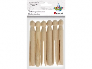 Ozdoba drewniana TITANUM Klamerki retro 6szt. 110mm