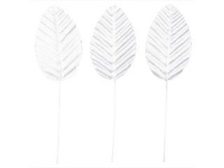 Li�cie materia�owe na druciku TITANUM 5cm 10szt. bia�e