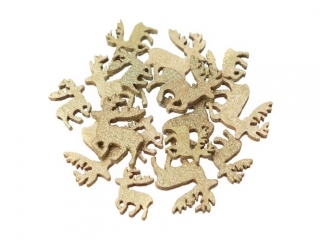 Kszta�ty z drewna z brokatem DPCRAFT Renifery, z�oty 16szt.