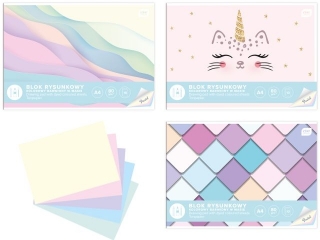 Blok rysunkowy kolorowy A4 10k. 80g INTERDRUK Pastel