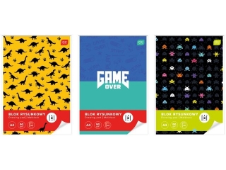 Blok rysunkowy A4 50k. INTERDRUK 90g UV Game over