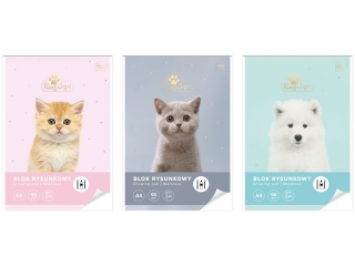 Blok rysunkowy A4 50k. INTERDRUK 90g UV Pupy sign