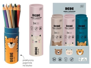 Kredki o��wkowe INTERDRUK BB Kids tuba 24 kolory FSC