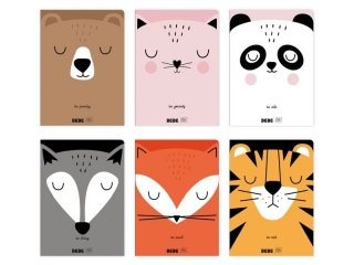 Zeszyt A5 32k. INTERDRUK 90g BB Friends, kolorowe trzy linie