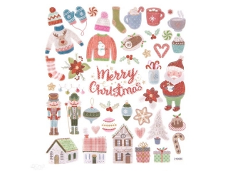 NAKLEJKI Z BROKATEM - PRZYTULNE �WIETA, 43 SZT.