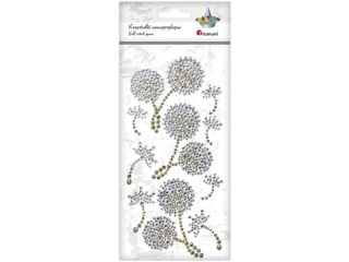 Kryształki samoprzylepne dmuchawce podwójne 70x75mm, pojedyncze 27x43/20x28mm złoto-białe 10szt.