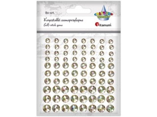 Kryszta�ki samoprzylepne okr�g�e fasetowane z�ote O6/8/10mm 80szt.