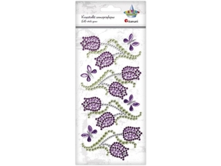 Kryszta�ki samoprzylepne tulipany 50x92mm, motyle 21x17mm fioletowo-zielono-srebrne 8szt.