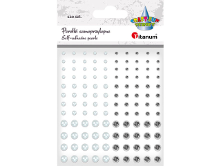 Pere�ki samoprzylepne TITANUM okr�g�e O3/4/6mm bia�e, srebrne 120szt.