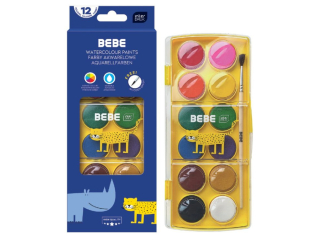 Farby akwarelowe 12kol.BEBE Kids