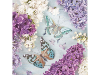 Serwetki POL-MAK Daisy Lunch 33cm 20szt. Lilac Collage with Butterflies SDOG033701 [opakowanie=24szt]