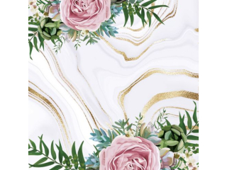 Serwetki POL-MAK Daisy Lunch 33cm 20szt. Pink Roses on Grey x Gold Marble SDOG038801 [opakowanie=24szt]