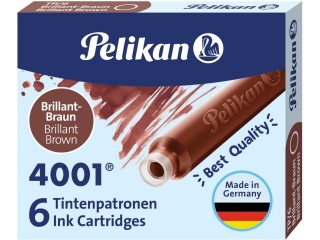 Naboje atramentowe PELIKAN krótkie, brązowe 6szt.