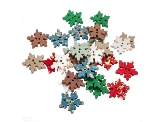 DREWNIANE GUZIKI �NIE�YNKI 2,5 CM, 28 SZT., MULTIKOLOR, Z�OCONE