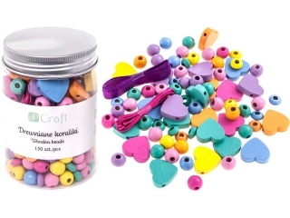 DREWNIANE KORALIKI W SOICZKU, MIX, TCZOWE 150 SZT.