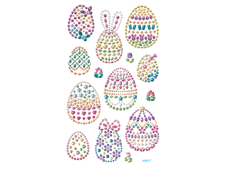 NAKLEJKI Z KRYSZTA�KAMI - JAJKA, 14 SZT.