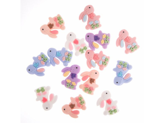 OZDOBY 3D, 15 SZT. FLORAL BUNNIES