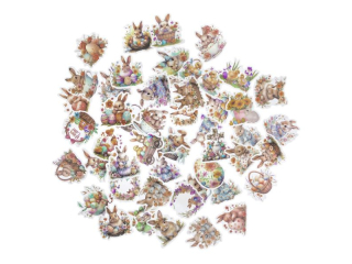 NAKLEJKI WINYLOWE - WIELKANOCNE 4-6 CM, 50 SZT. - VINTAGE BUNNIES