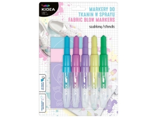 MARKERY DO TKANIN W SPRAYU Z SZABLONAMI SWEET LOVE 5 SZT. I KIDEA