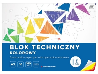 Blok techniczny kolorowy A3 10k. 160g INTERDRUK