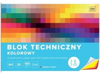 Blok techniczny kolorowy A4 20k. 180g INTERDRUK