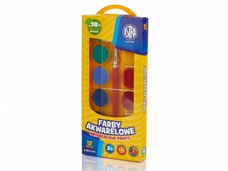 Farby akwarelowe ASTRA 12 kolor�w - fi 23,5 mm w pude�ku