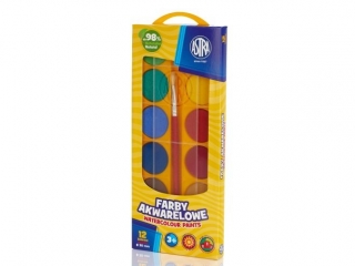 Farby akwarelowe ASTRA 12 kolor�w - fi 30 mm w pude�ku