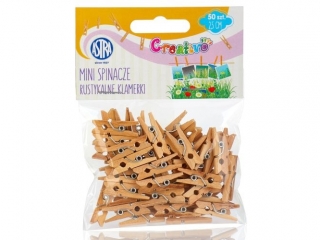 Mini spinacze drewniane 50 sztuk - Rustykalne klamerki