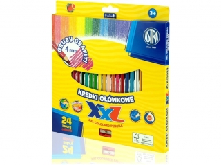 Kredki o��wkowe ASTRA XXL hexagonalne lid 4mm 24 kolory
