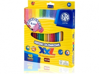 Kredki o��wkowe ASTRA XXL hexagonalne lid 4mm 48 kolor�w
