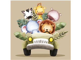 Serwetki POL-MAK Daisy Lunch 33cm 20szt. Safari Animals in the Jeep SD_OG_045101 [opakowanie=24szt]