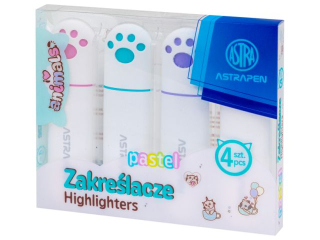Zakre�lacze z �apkami ASTRAPEN ANIMALS - 4 szt. PET box - kolory pastelowe Nnowo��