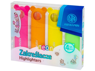 Zakre�lacze z �apkami ASTRAPEN ANIMALS - 4 szt. PET box - kolory neonowe Nnowo��