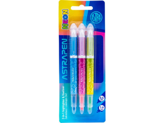 Zakre�lacz i cienkopis 2w1 ASTRAPEN - 3 szt. blister - kolory neonowe Nnowo��