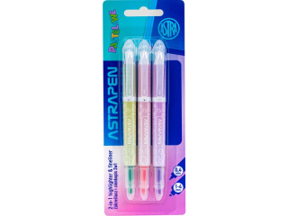 Zakre�lacz i cienkopis 2w1 ASTRAPEN - 3 szt. blister - kolory pastelowe Nnowo��