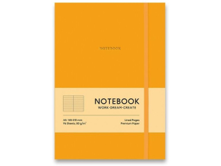 Brulion PU ok�adka twarda A5 96 ark linia 80g, ��ty Nnowo��